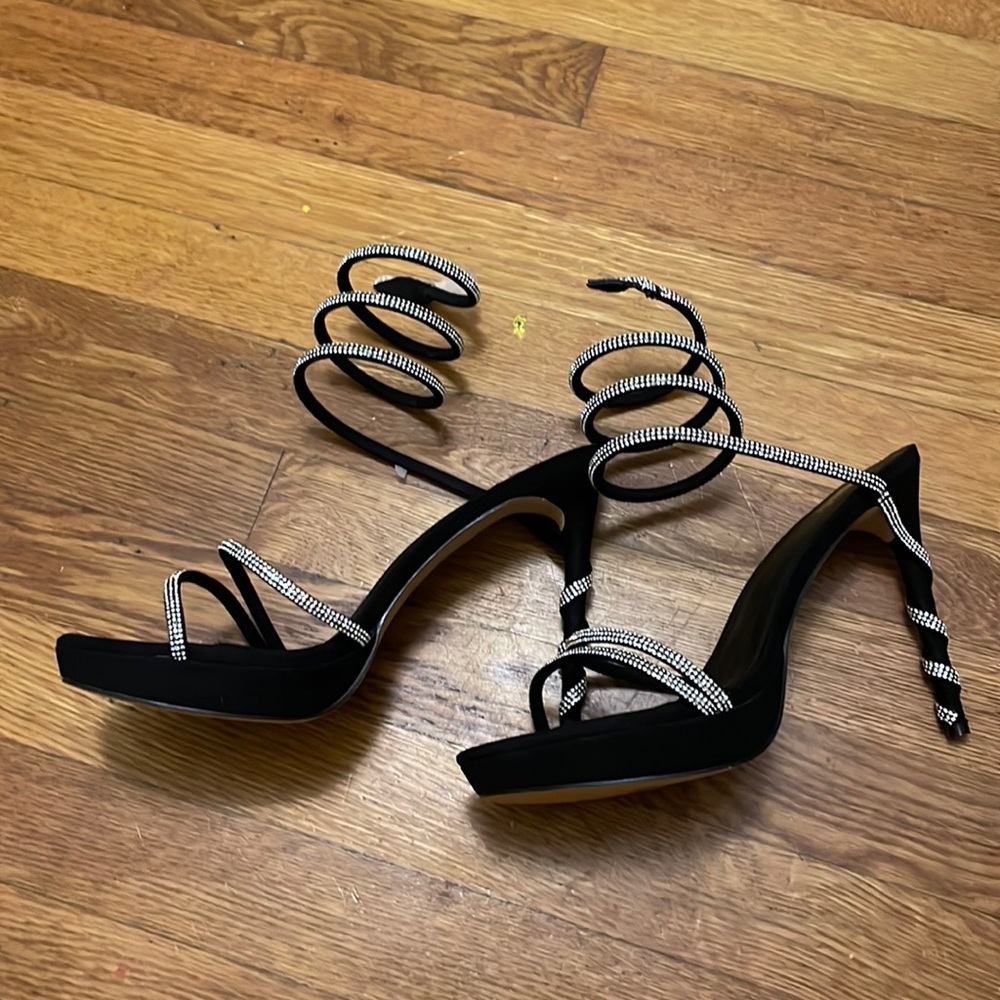 Gorgeous Caovilla inspired gladiator heels women sz 11 Hot Black Rhinestone New